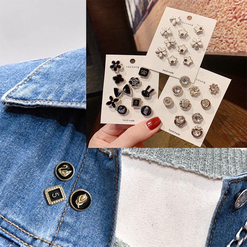 10pcs cute pearl Brooch set Korean Brooch Fashion Accessories wonderfaishion.vn