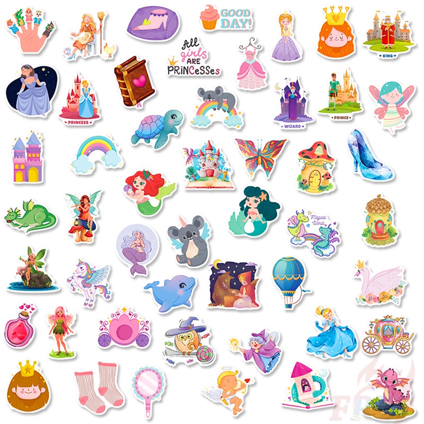 Bộ 100 Cái/Bộ ❉ Miếng Dán Trang Trí Hình Công Chúa Disney Xinh Xắn ❉ Miếng Dán Vẽ Nguệch Ngoạc Thời Trang Chống Nước