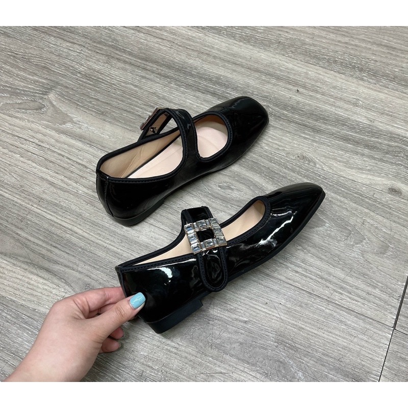 Giày búp bê Đá Vuông Cạnh loại đẹp (màu đen)