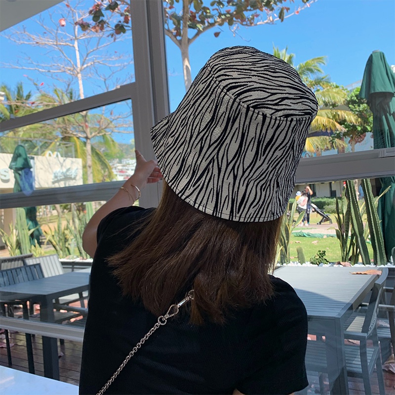 Nón Vành Rộng In Họa Tiết Ngựa Vằn Phong Cách Đường Phố Thời Trang Xuân Thu Cho Nữ