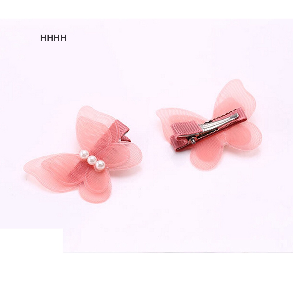 Bộ 2 Kẹp Tóc Hình Bướm Chất Liệu chiffon
