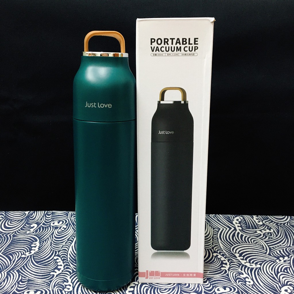 Bình giữ nhiệt Just Love cao cấp dung tích lớn 500ml dạng phích có nắp cốc uống đi kèm giữ nhiệt 15h chất liệu inox304