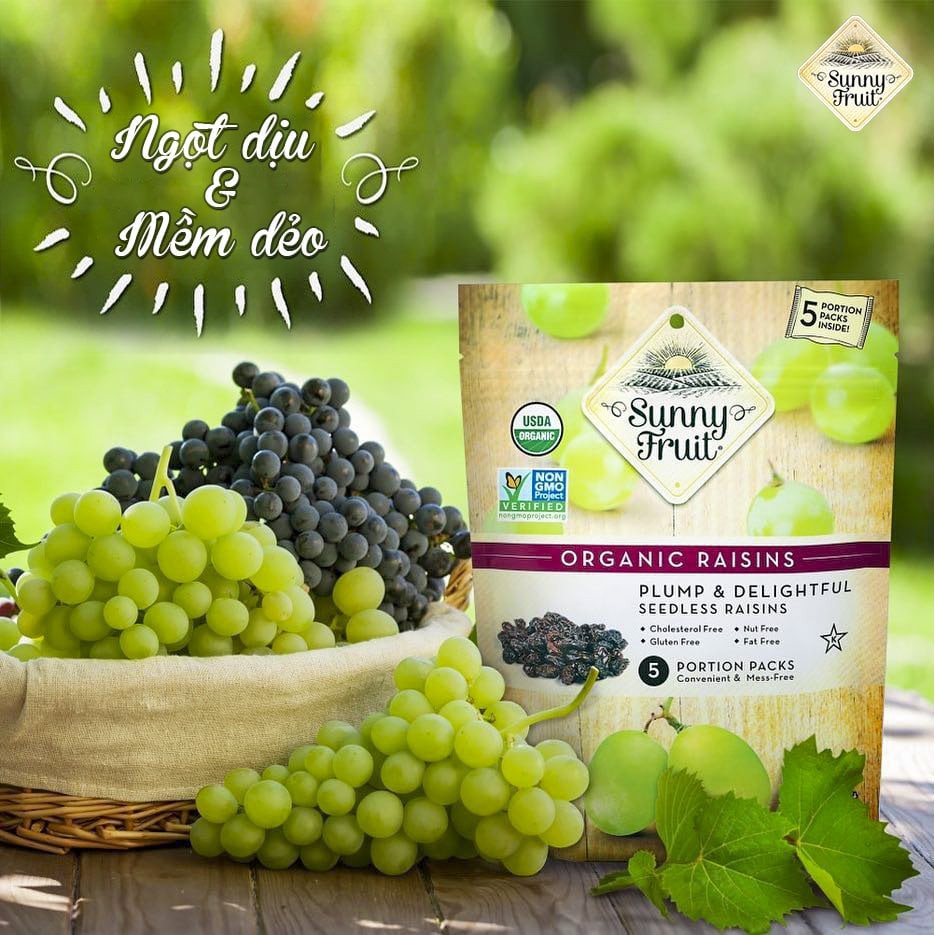 Nho/mơ/mận/sung khô hữu cơ Sunny fruit 250g