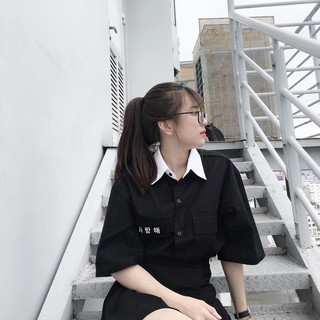 Sơ Mi Hàn Quốc( T- Shirt Saranghe)-Đen