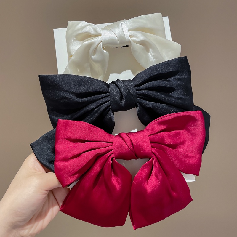 Kẹp Tóc Nơ Lớn Bằng Lưới Màu Đỏ Thời Trang Cao Cấp Phong Cách Hàn Quốc Cho Nữ