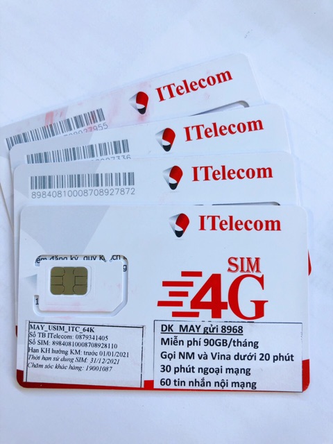 Sim 4G 3Gb/ ngày , 30p ngoại mạng,miễn phí NM và ViNa,60 sms Sử Dụng Miễn phí 1 tháng # Phí kích hoạt 70k/tháng