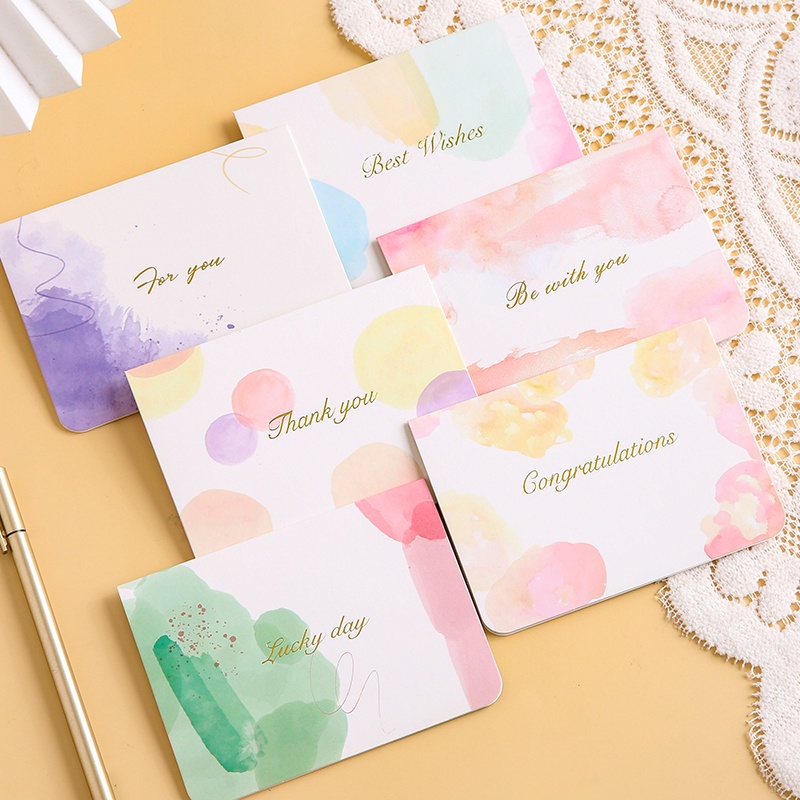 Set 6 Thiệp Chúc Mừng Màu Đồng Dễ Thương