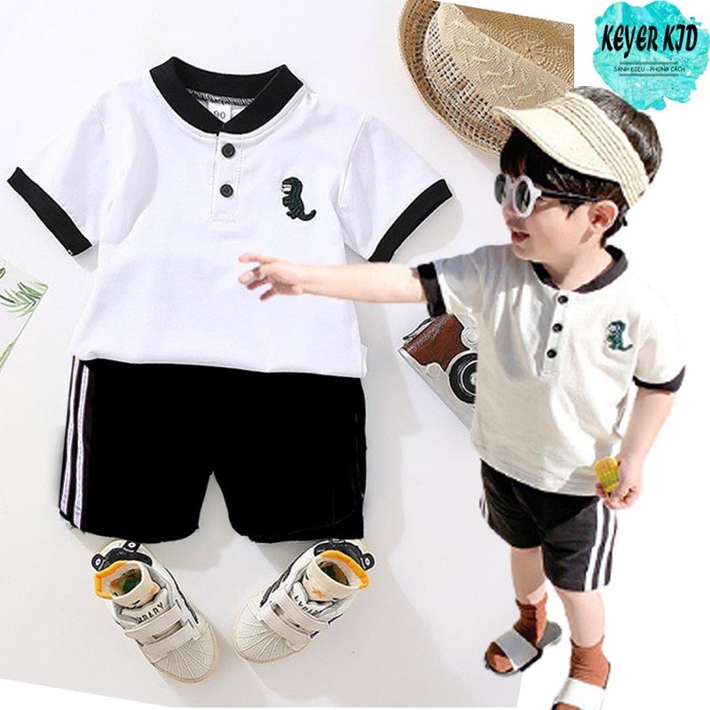 Bộ Quần Áo Bé Trai Size Nhí, Hình Thêu Khủng Long Nhỏ, Vải Cotton, Hàng VNSX KEYER KID VN Mã Xuất SZ92