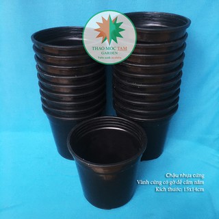 10c Chậu nhựa cứng 15x14cm (Đen) – Chậu nhựa tròn, dày thích hợp trồng cây hoa, cây kiểng nhỏ, ươm trồng cây.