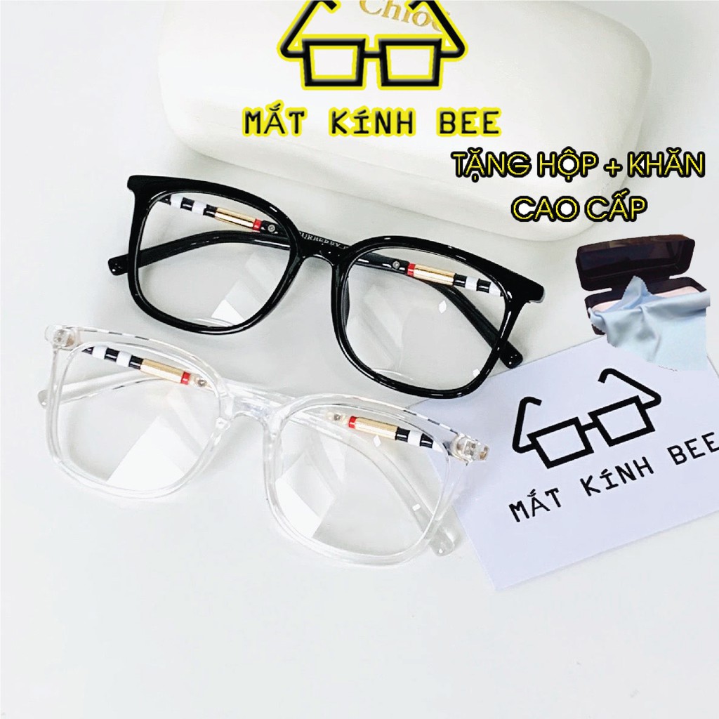 Mắt kính giả cận gọng vuông họa tiết cao cấp thời trang cực đẹp BEE164 tặng hộp + khăn | BigBuy360 - bigbuy360.vn