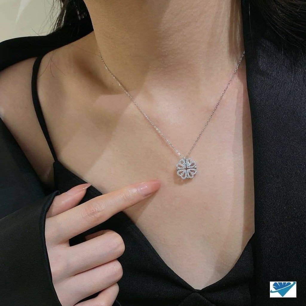 Dây chuyền tim đính đá đeo được hai kiểu