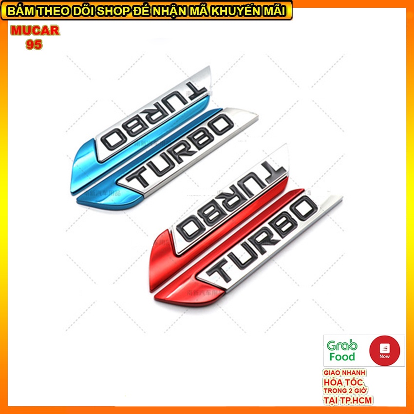 Logo chữ Turbo trang trí xe hơi, chữ Turbo trang trí