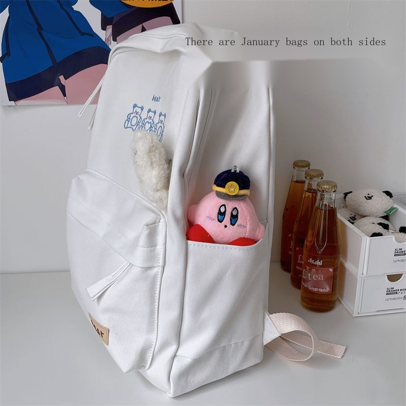 Ba Lô Đi Học Thêu Hình Gấu Dễ Thương Cho Nữ