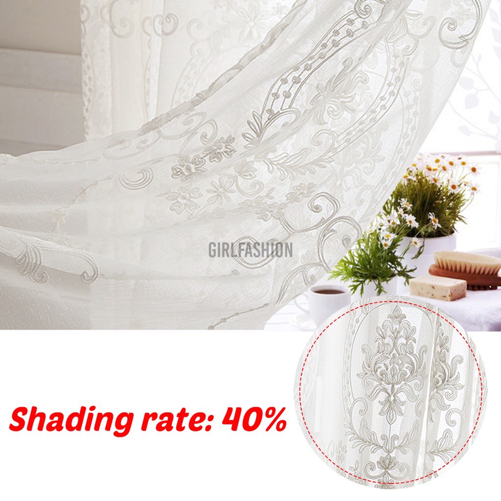 2Pcs Top Curtains 3D Screens Princess Tulle Curtains Luxury Embroidered White Sheer Curtain for Living Room Bedroom