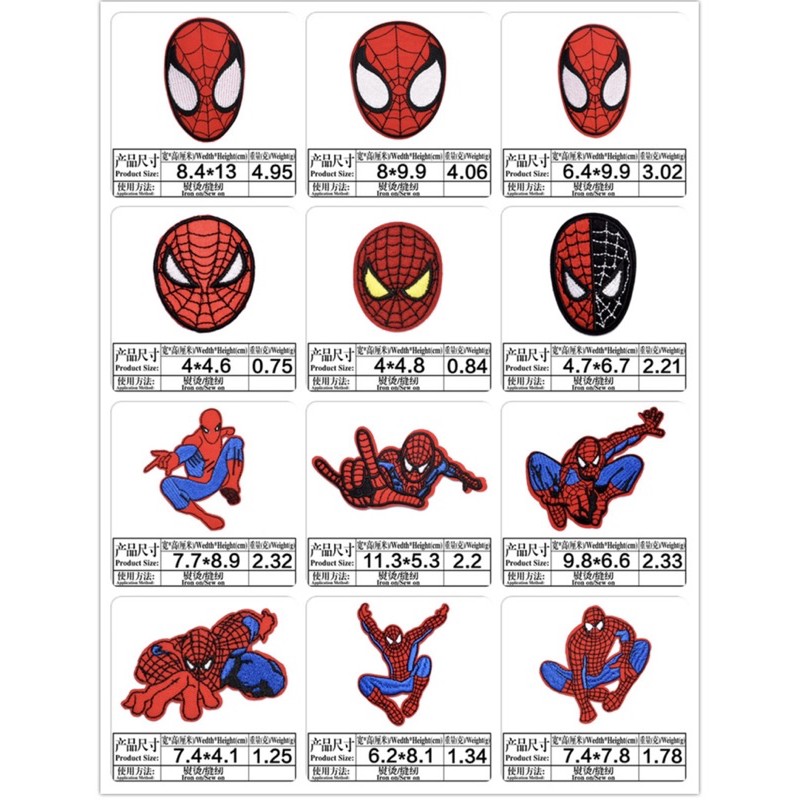 Sticker vải, patch thêu dán quần áo hình spiderman