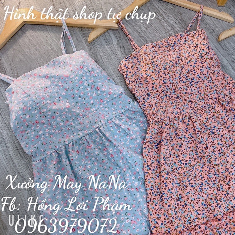 Đầm hoa nhí 2 dây có mút ngực nhún tầng (hình thật+video) | BigBuy360 - bigbuy360.vn