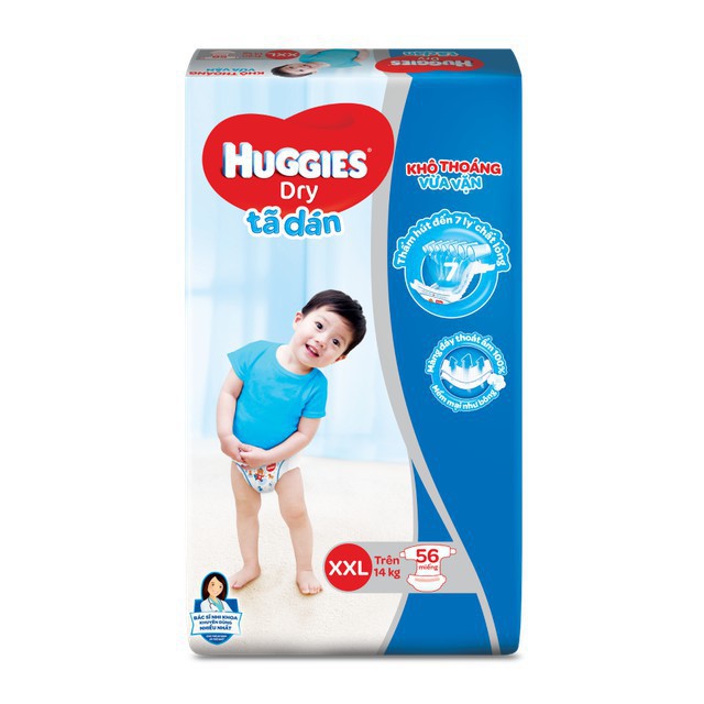 [Minhha] [Tặng gói khăn ướt 64 tờ] Tã dán Huggies Dry Super Jumbo M76/L68/XL62/XXL56 25 21