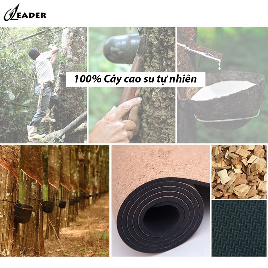 Thảm tập YOGA cao cấp - Thảm tập GYM cao su + gỗ bần siêu bền 2 lớp chống trơn trượt - Eco Friendly Cork Yoga Mat