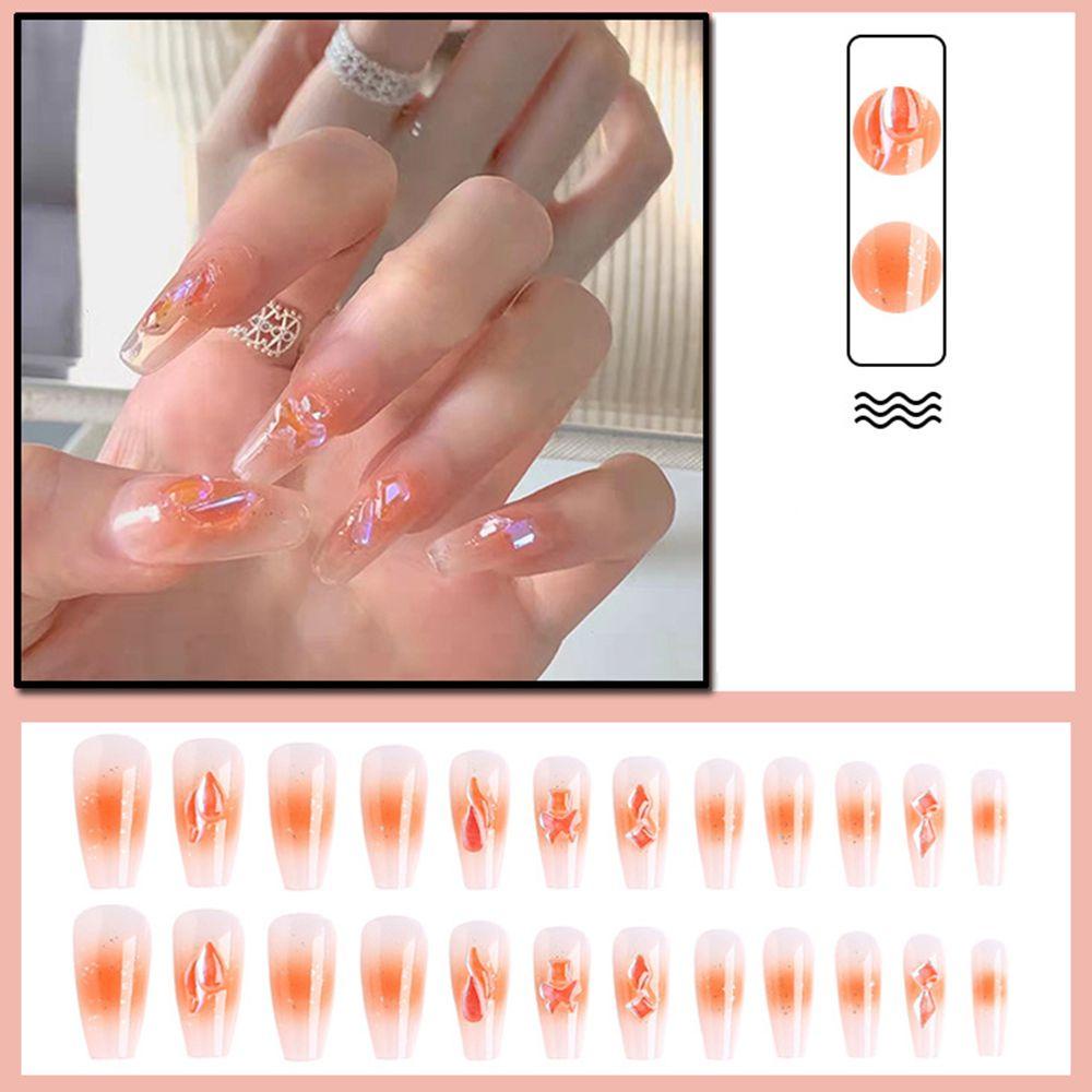 LAY Bộ 24 Móng Tay Giả Che Phủ Toàn Diện Màu Gradient Thời Trang