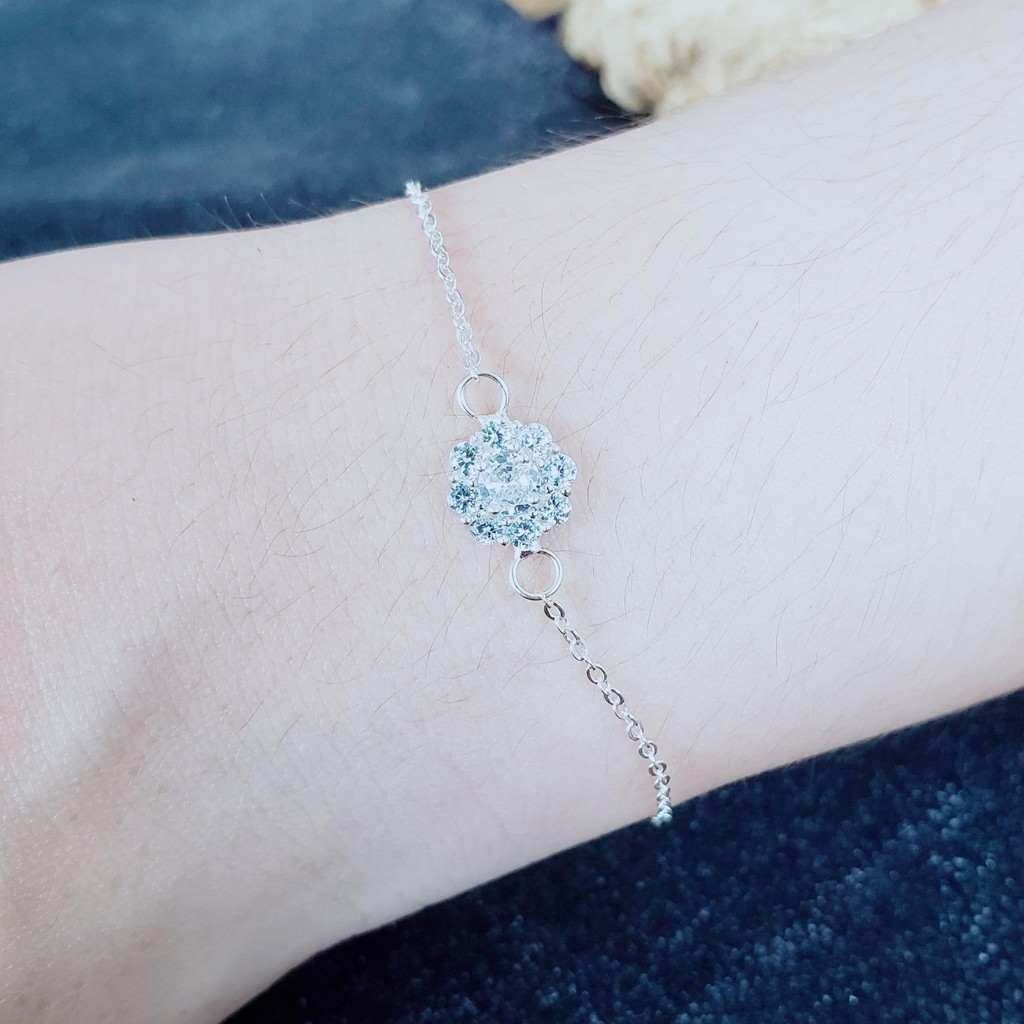 Trang sức Keva Jewelry Lắc tay bạc nữ hoa xinh đính đá Swarovski