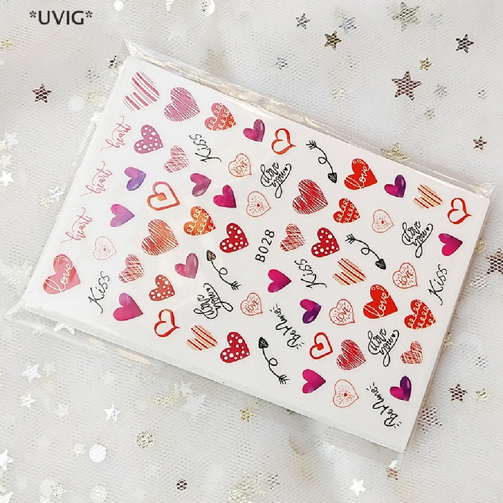[[UVIG]] Day Stickers for Nails Colorful Heart Love Heart Lips Bowknot Slider Manicure [Hot Sell]