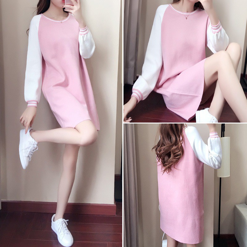Đầm suông tay dài phong cách Hàn Quốc ngọt ngào và thời trang cho nữ