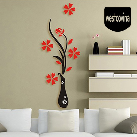 [Hot]☀ Sticker Dán Tường 3D Hình Lọ Hoa Theo Phong Cách Retro Dùng Trang Trí Phòng