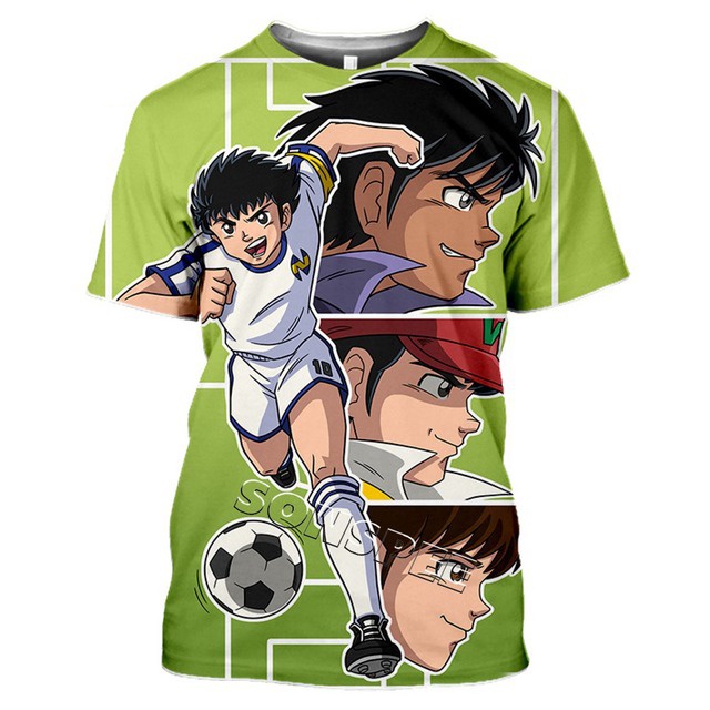 Áo Thun Nam Ngắn Tay In Hình Nhân Vật Hoạt Hình Captain Tsubasa 3D Thời Trang