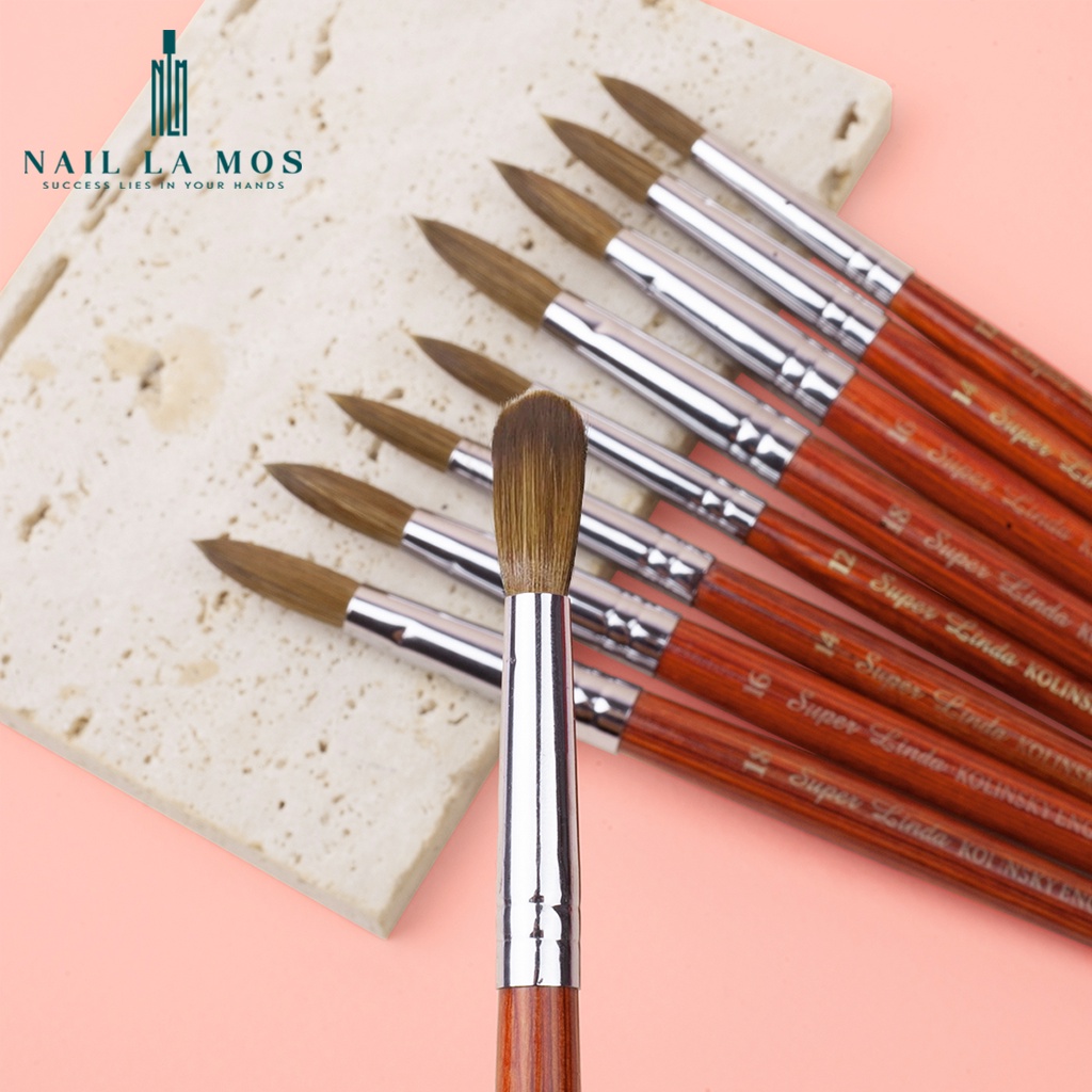 Cọ đắp bột Super Linda Kolinsky England chính hãng - Cọ đắp bột cao cấp số 12,14,16,18 lông chồn mượt chuyên dụng ngành