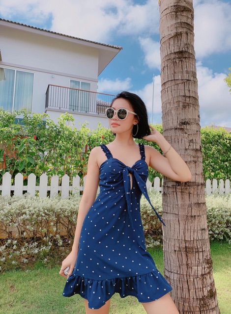 VÁY CHÂM BI CỘT NƠ NGỤC ĐI BIỂN