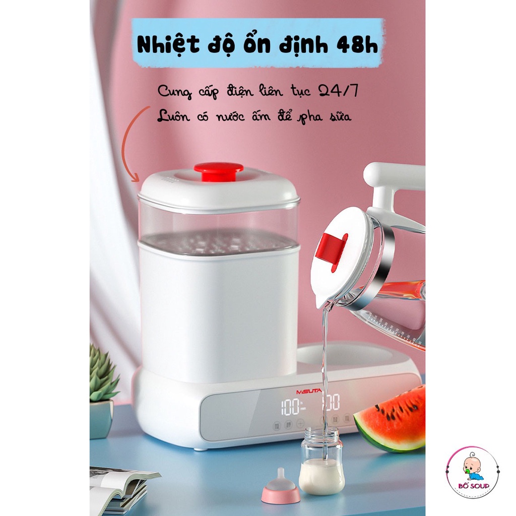 Máy tiệt trùng, hâm sữa Misuta có tích hợp sấy khô, điều chỉnh được nhiệt độ