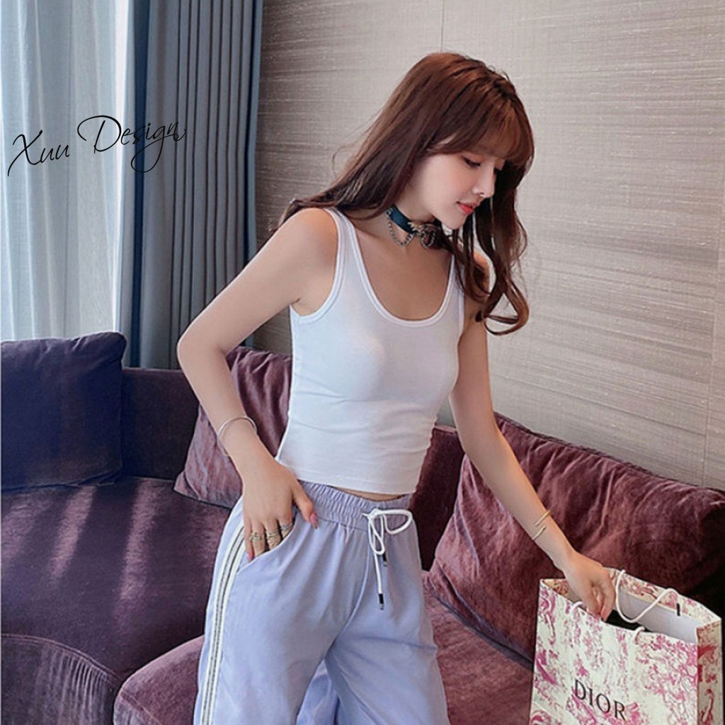 Áo croptop body trơn ba lỗ chất cotton co dãn XUU DESIGN AD05