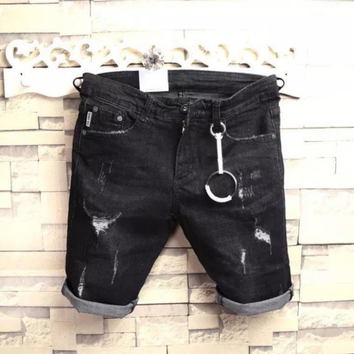 Quần short jean nam, quần bò ngắn cao cấp, quần sọt màu đen rách đẹp 2021 QJNA015 ་ ་