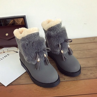 Giày Bốt Cotton Lót Lông Cừu Giữ Ấm Mùa Đông Phong Cách Hàn Quốc Mới 2022 Chống Trượt Dễ Phối Đồ