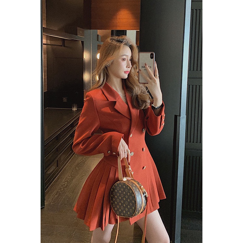 Đầm Bigsize Váy Bigsize cổ vest 2 hàng cúc