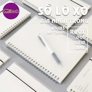 Sổ tay lò xo bìa nhựa trong suốt A5 B5 160 trang ghi chép