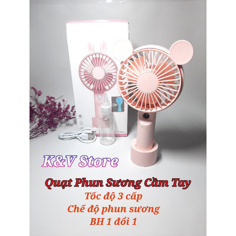 Quạt Phun Sương Tạo Ẩm Cầm Tay, 3 Cấp Độ Quạt, Hạt Sương Cực Mịn