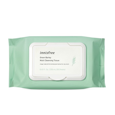 Khăn Tẩy Trang Từ Lúa Mạch – Innisfree Green Barley Multi Cleansing Tissue (50 Sheets)