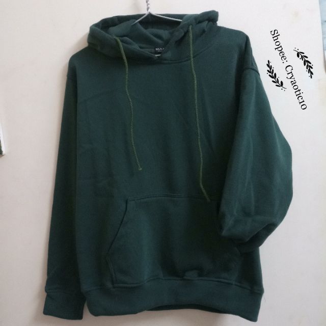 [ĐỦ SIZE - Kèm hình thật] Áo hoodie trơn nỉ dày màu xanh rêu basic hoodie unisex