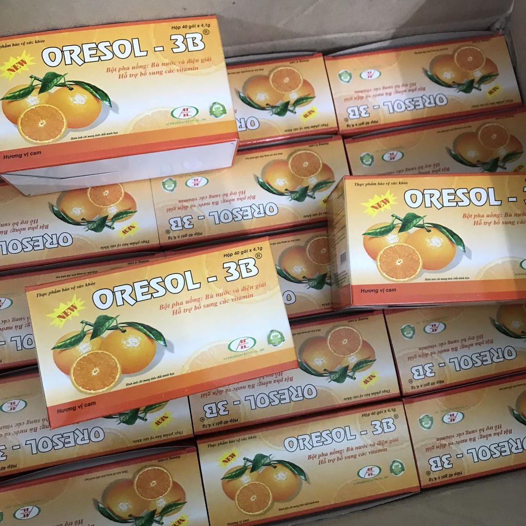 Oresol 3B dạng gói - bù nước và điện giải vị cam hộp 40 gói