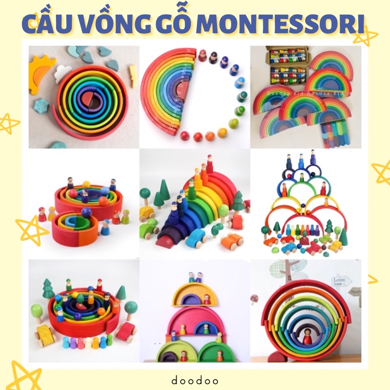 Đồ chơi giáo dục Cầu vồng gỗ Montessori cho bé