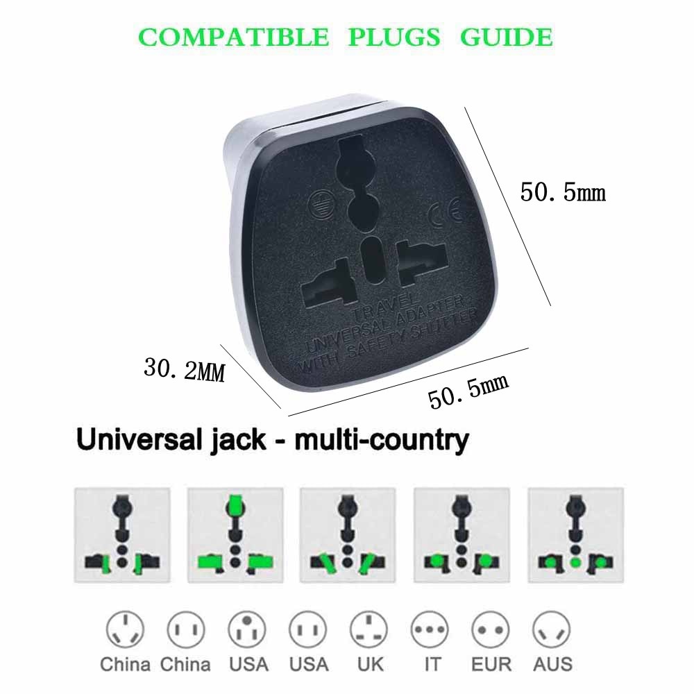 Universal Travel Adapter Plug Ports For International Europe, China, UK, UAE, Australia , Kr, Switzerland-Type A, C, G, I......