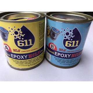 Keo dán, phủ bảo vệ và chống thấm cho sắt, gỗ, đá, kính, nhựa epoxy 611 - bộ 2 chi tiết 300gram