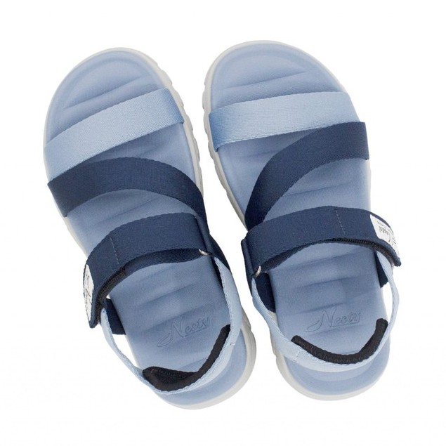 Giày sandal quai chéo nữ, xăng đan cực êm NESTY SB1204 xanh biển phối màu