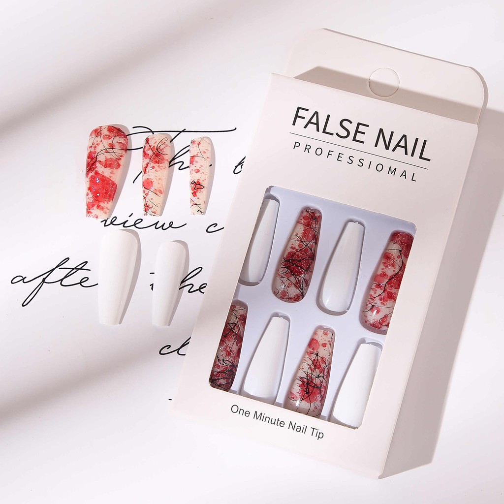 Set 24 Móng Tay Giả Dài Màu Sáng Sành Điệu Cho Nữ