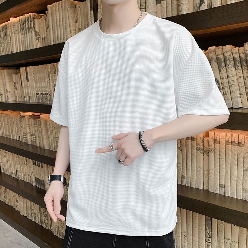 Áo Thun Tay Ngắn Dáng Suông Màu Sắc Đơn Giản Dễ Phối Đồ Thời Trang Phong Cách Hàn Quốc Cho Nam