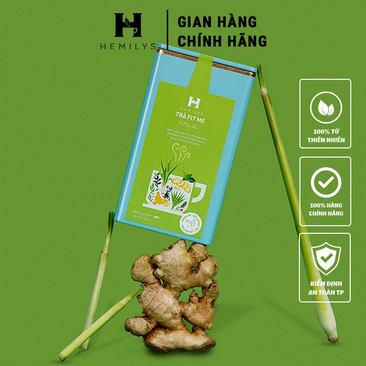 Trà Thảo Mộc Cao Cấp Vị Gừng Sả Kiểm Soát Cân Nặng FIT ME - Hemilys Tea Hộp Thiếc 20 Túi Lọc