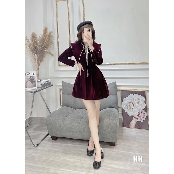 Váy nhung liền thân