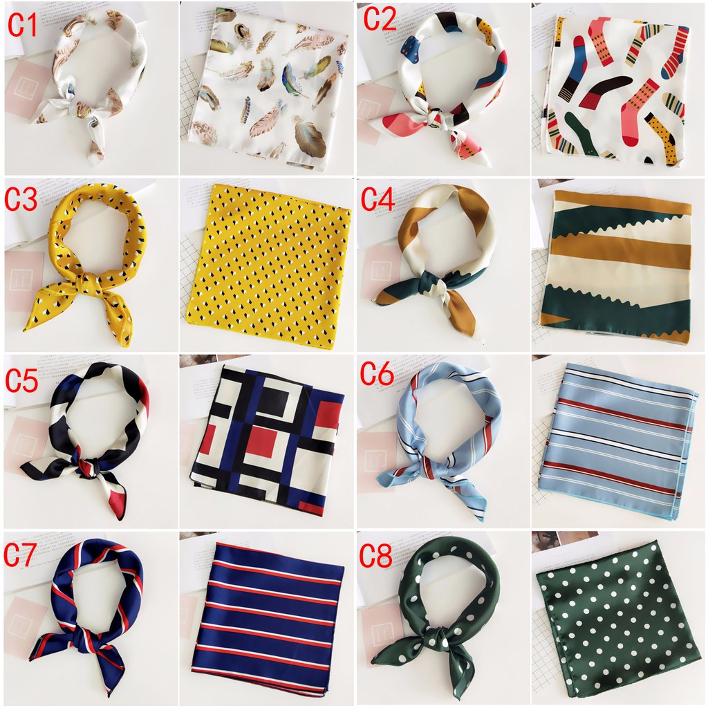 Khăn Lụa Satin Vuông 40 Màu Thanh Lịch Cổ Điển Dành Cho Nữ