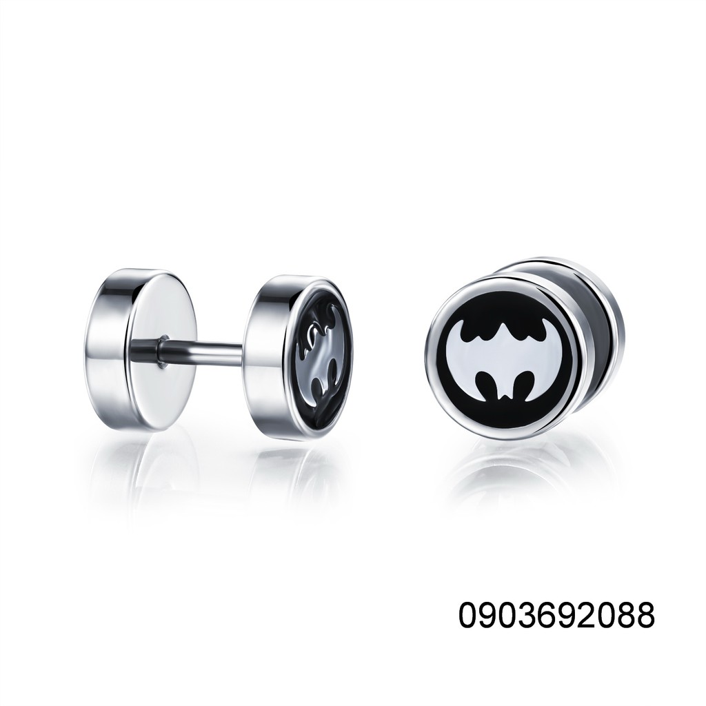 [HCM] Bông tai inox tròn Batman